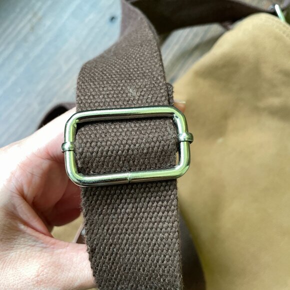 Brown Messenger Bag by Augur Strauss, Canvas Bag with Leather Accents - Picture 6 of 14